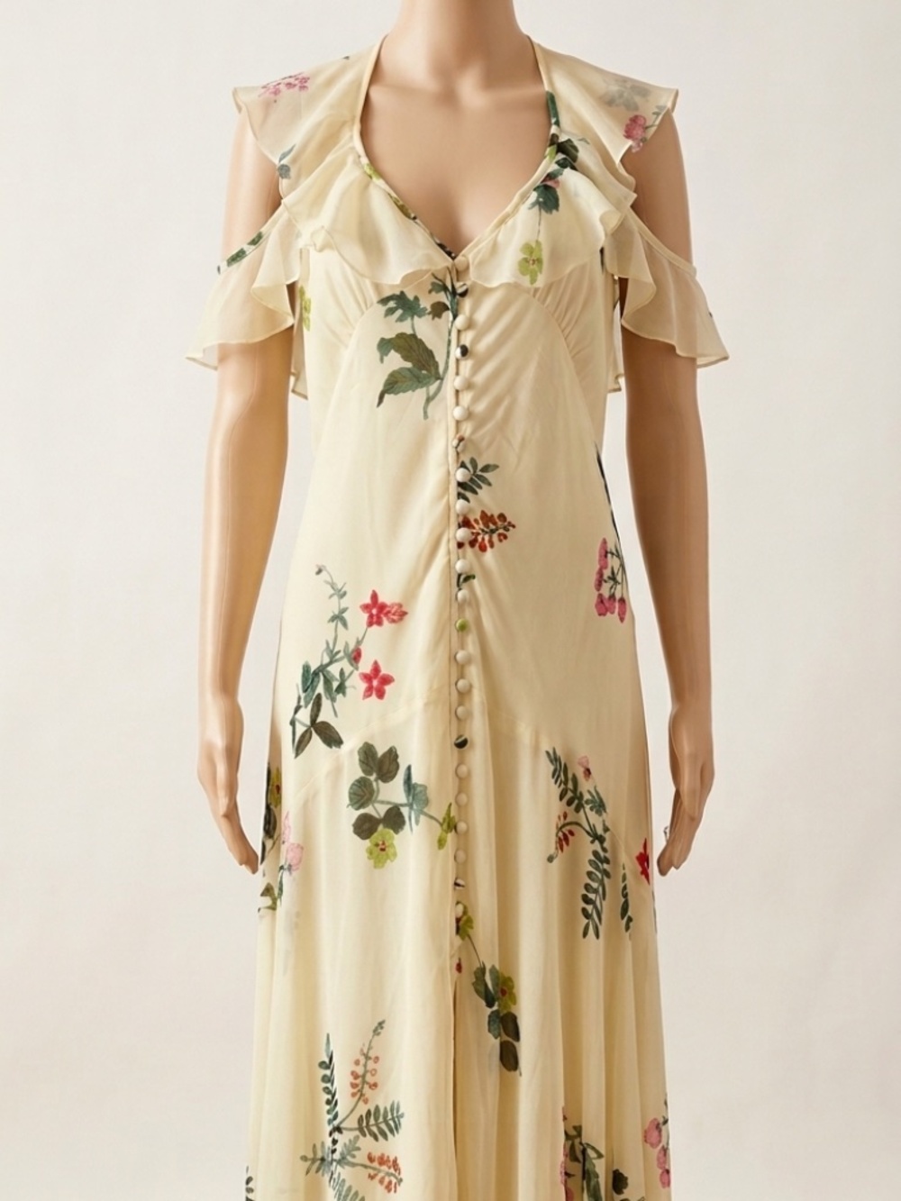 ASOS DESIGN multi flutter sleeve ruffle midi/maxi dress